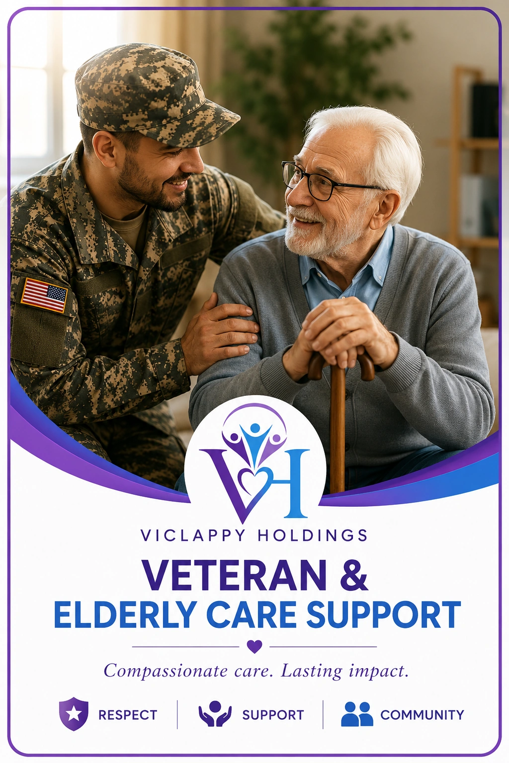 Veteran and elderly care support - VicLappy Holdings program